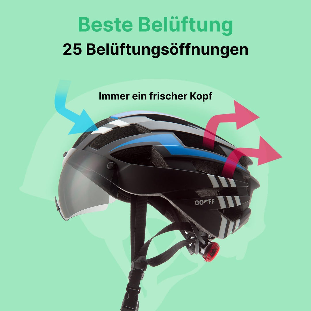 GOOFF Blitz MTB- und Fahrradhelm in Schwarz - Sportlicher Helm mit ultraleichter Bauweise - Fahrradh