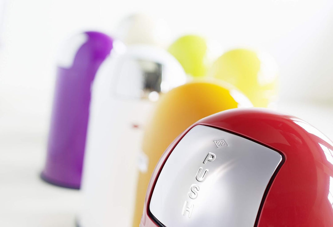 Wesco 175 831 Pushboy Abfallsammler 50 Liter Lemongelb 40 x 40 x 75.5cm (L/B/H), Edelstahl Lemonyell