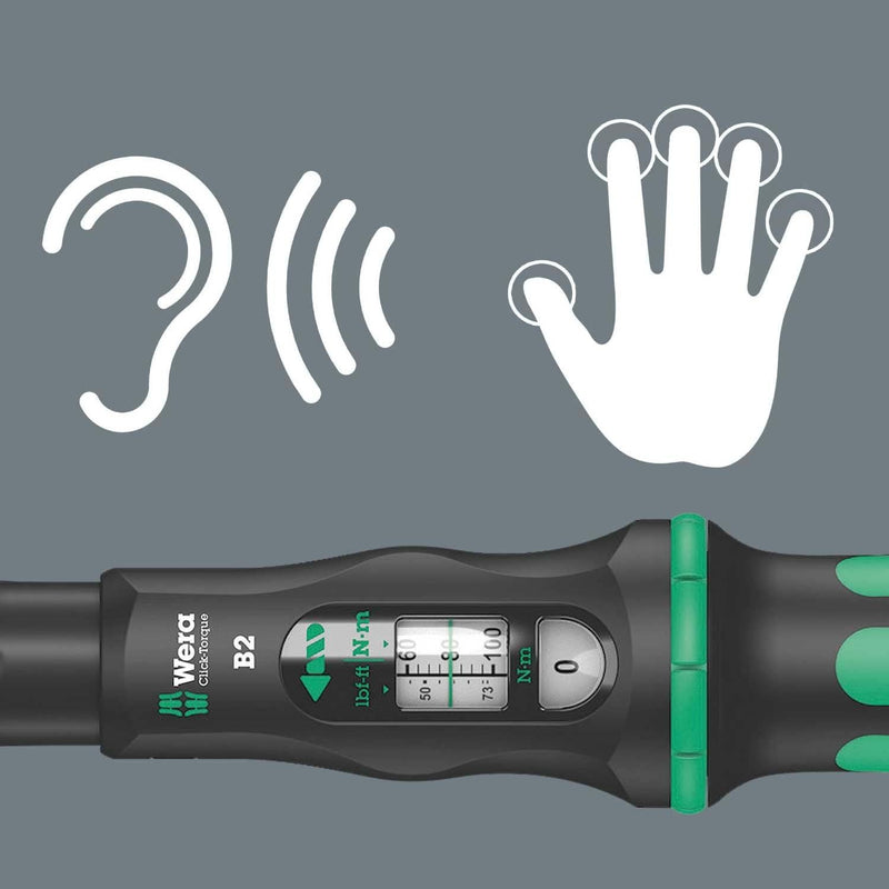 Wera 05075611001 Click-Torque B 2 Drehmomentschlüssel mit Umschaltknarre 3/8", 20-100 Nm 20 - 100 Nm