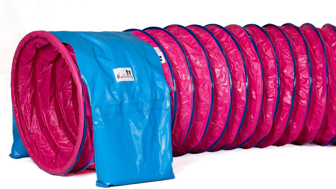 Callieway® Dog Agility Tunnel Profi Hunde Tunnel Agility Gerät (Stützsandsäcke bereits inklusive) (F