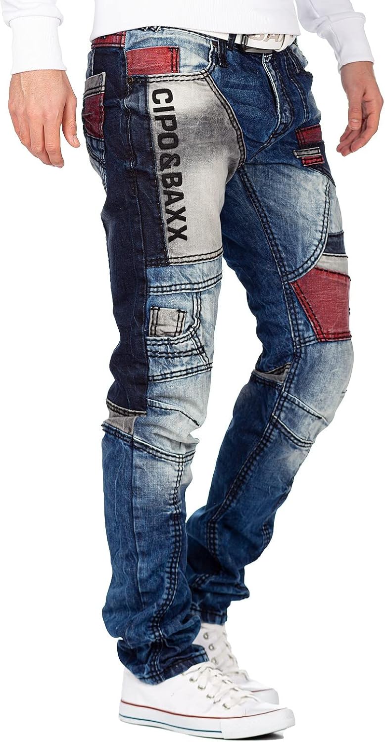Cipo & Baxx Herren Jeans Hosen Besondere Designs Extravagant 40W / 32L