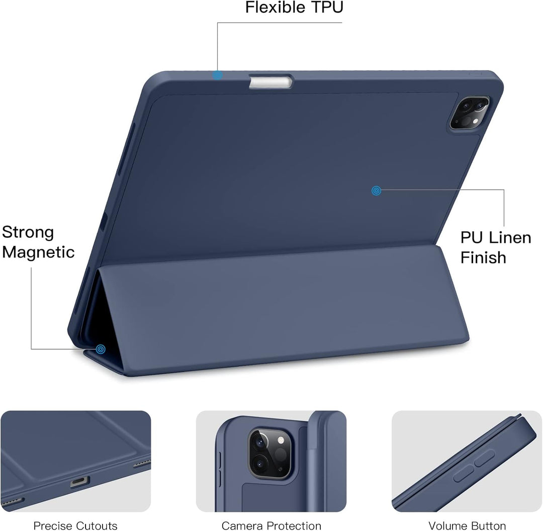 Vobafe Hülle Kompatibel mit iPad Pro 12.9 6./5./4./3.Generation, TPU Flexible Rückseite mit Stifthal
