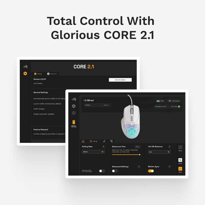 GLORIOUS Model I 2 Kabelgebundene Gaming-Maus, 66g, 9 Makro-Tasten, Weiss | Motion-Sync, Optische Sc