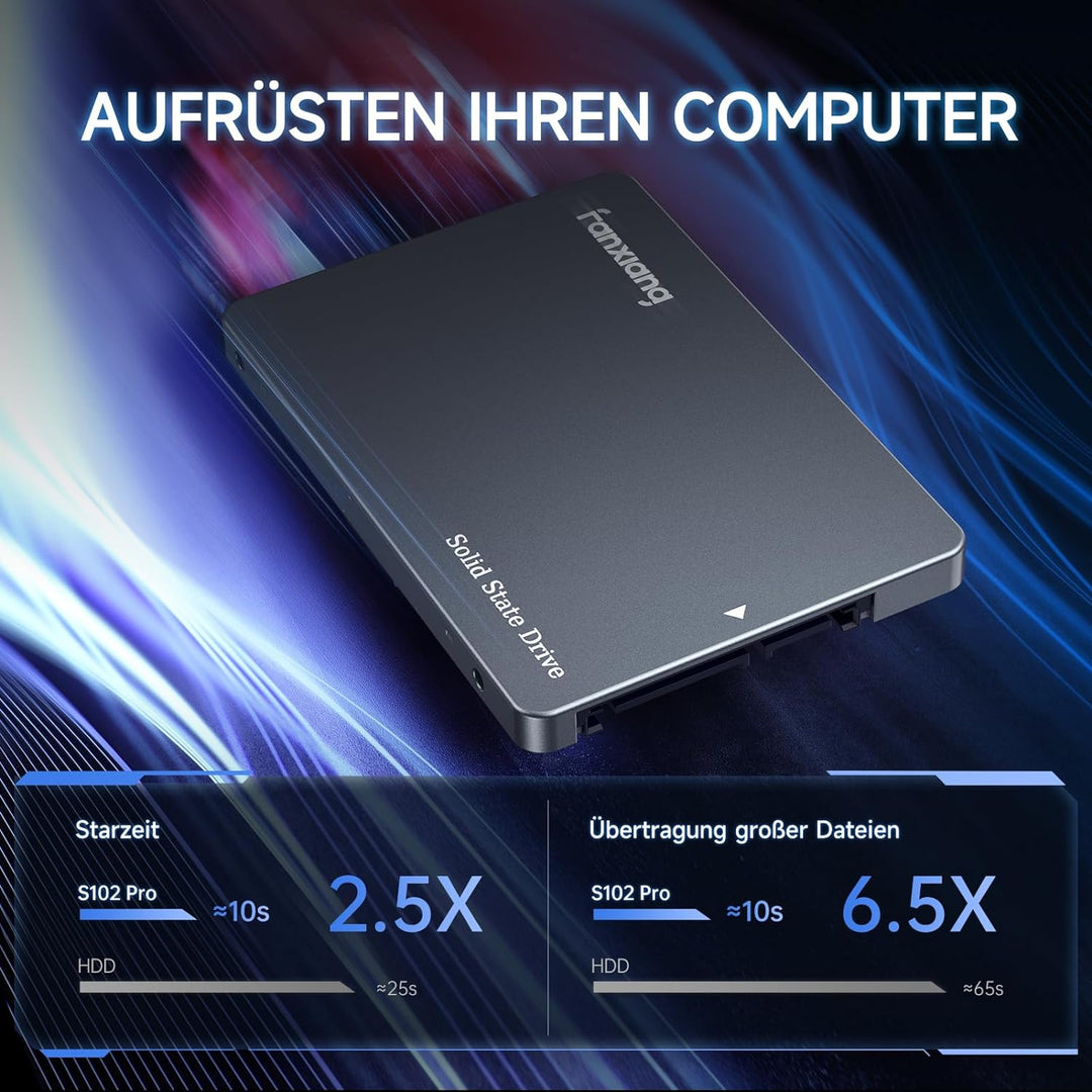 fanxiang S102 Pro 500GB 2,5 Zoll SSD Internes Solid State Drive, SATA III 6 Gb/s, bis zu 560 MB/s, S