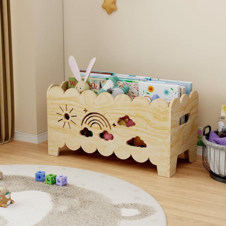 Kinder Bücherregal Holz, Montessori Bücherregal Kinder, Bücherkiste Kinder für Leseecke, Babyzimmer,