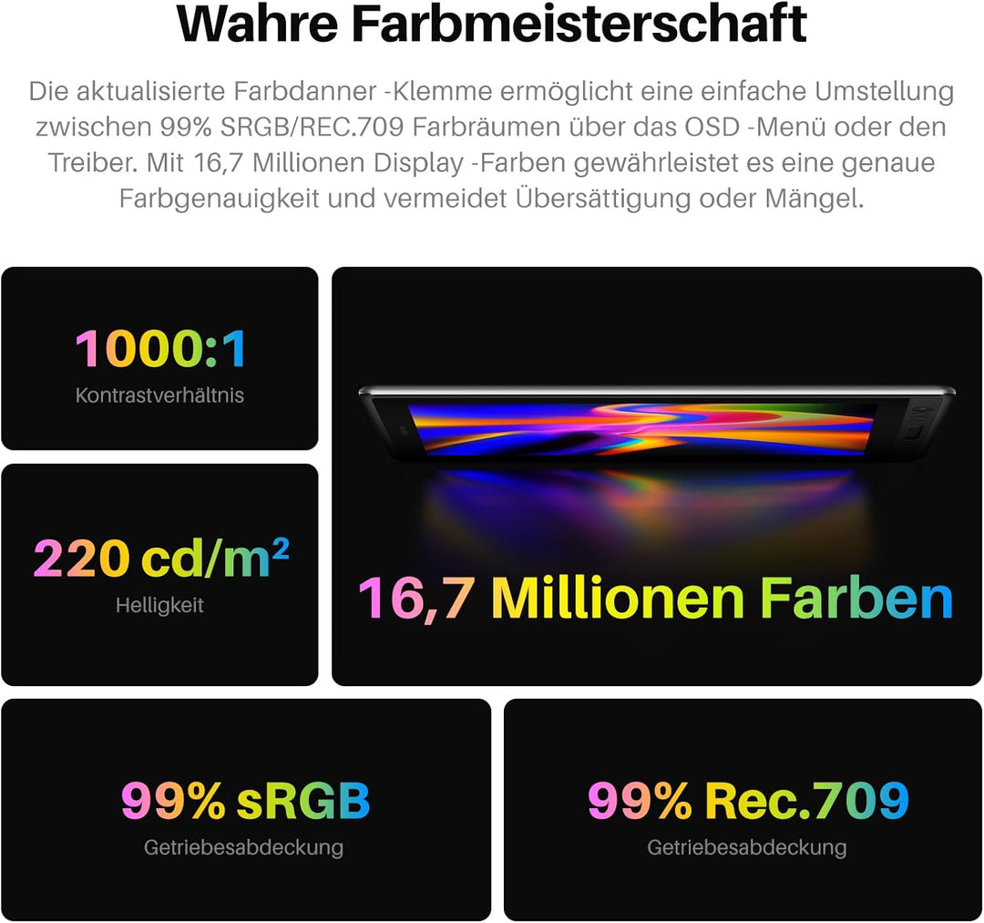 HUION Kamvas Pro 16 V2 Grafiktablett mit Display, 15,6 Zoll Volllaminiertes AG-Glas, 16384 Stiftdruc
