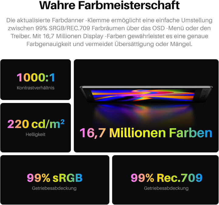 HUION Kamvas Pro 16 V2 Grafiktablett mit Display, 15,6 Zoll Volllaminiertes AG-Glas, 16384 Stiftdruc