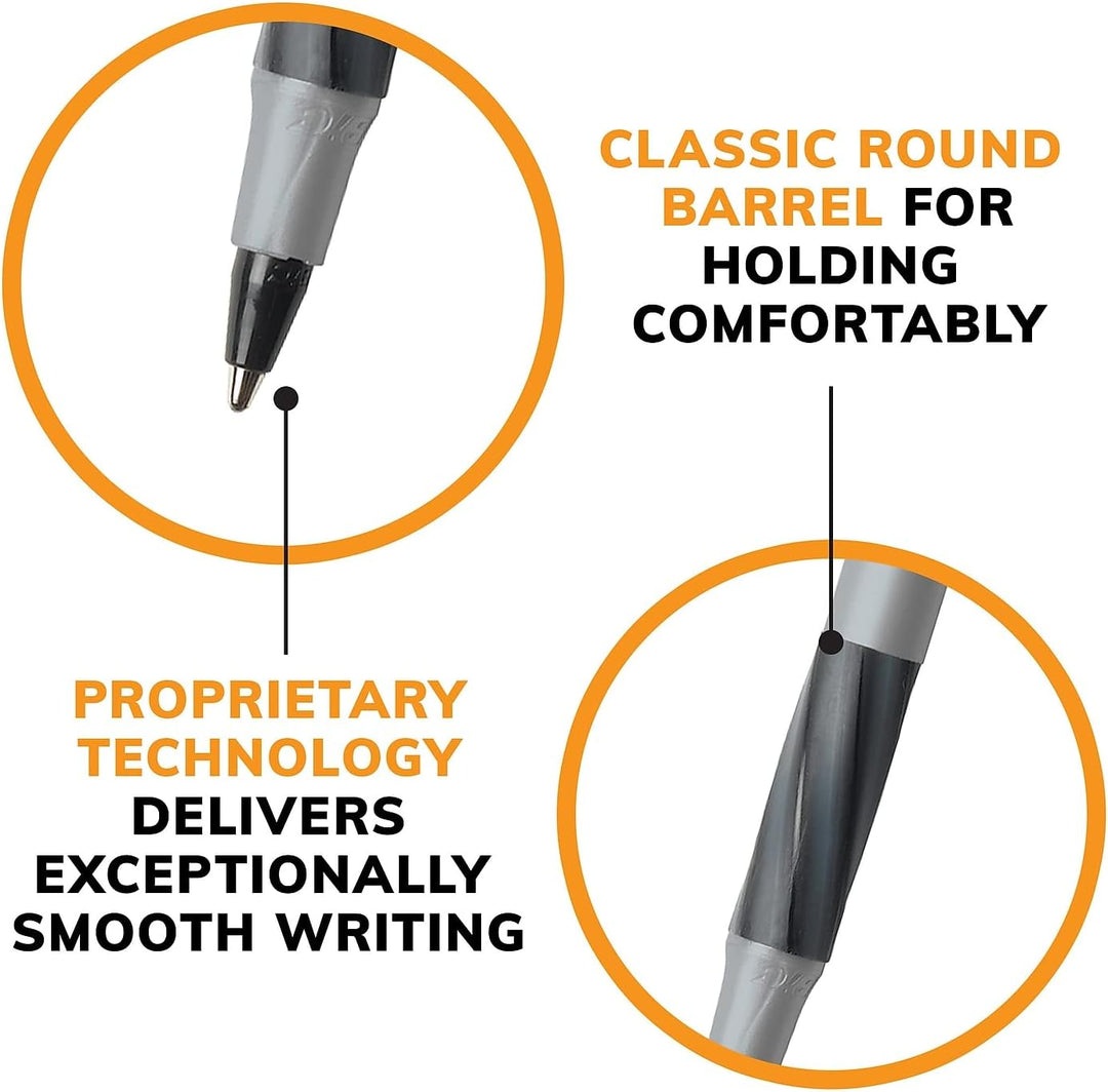 Ultra Round Stic Grip Ballpoint Stick Pen, Black Ink, Medium, Dozen by BIC