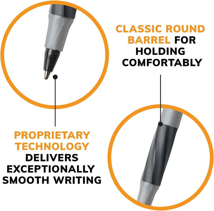 Ultra Round Stic Grip Ballpoint Stick Pen, Black Ink, Medium, Dozen by BIC