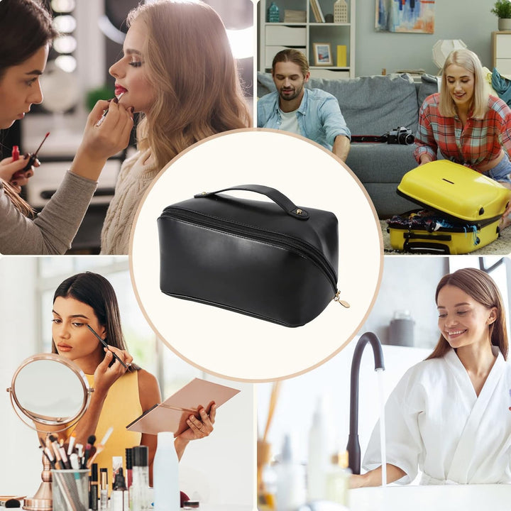 CORIOS Grosse Kapazität Kosmetiktasche Wasserdicht Kulturtasche Leder Schminktasche Multifunktions K