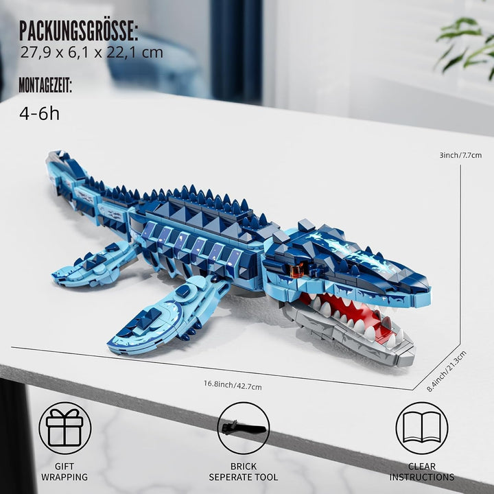 TYCOLE Mosasaurus Bauspielzeug - 805 PCS Dino Spielzeug Modell, Dinosaurier ab 7 Jahre für Jungen Ma