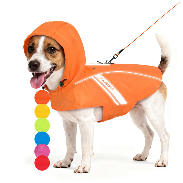 VIVAGLORY Hunderegenmantel für kleine Hunde, leicht an- und ausziehbare Regenbekleidung, reflektiere