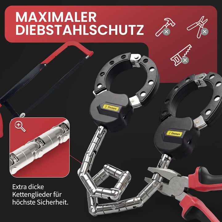 Handschellenschloss E-Scooter mit FLEX-TECHNOLOGIE für Roller, E-Bike & MTB-Bike - Kettenschloss & F