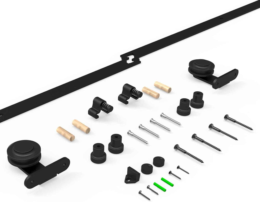 LTIYITL 121CM(4FT) Schiebetürbeschlag Set Schiebetürsystem Laufschiene für Schiebetür Hängeschiene f