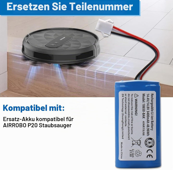 OPAHUTER 3400mAh Li-ion akku, Kompatibel mit AIRROBO P20 Home Cleaner Heimroboter Austausch Der Batt