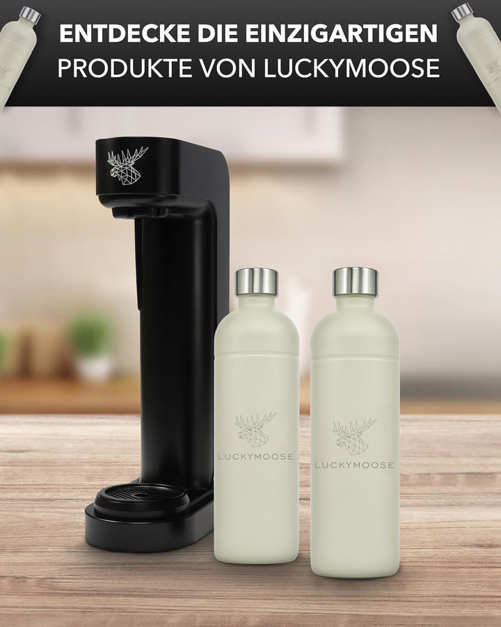 Luckymoose Infinity 2x Edelstahlflaschen Wassersprudler 1,25L – Kompatibel mit der LM Infinity Serie