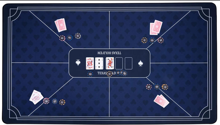 Engelhart - 320995 - Pokermatte, blau, rutschfeste Spielfläche, 140 cm x 80 cm, Dicke: 3 mm, Bedruck
