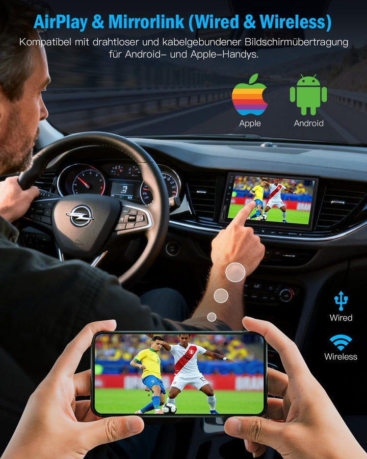 Doppel Din Radio Apple Carplay 7 Zoll 2Din Android Auto Autoradio mit HD IPS Bildschirm, Doppeldin C
