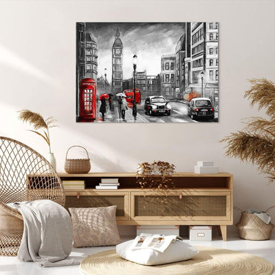 ARTTOR Bilder auf Leinwand 100x70cm Leinwandbild mit Rahmen London Bus Gross Wanddeko Bild Schlafzim