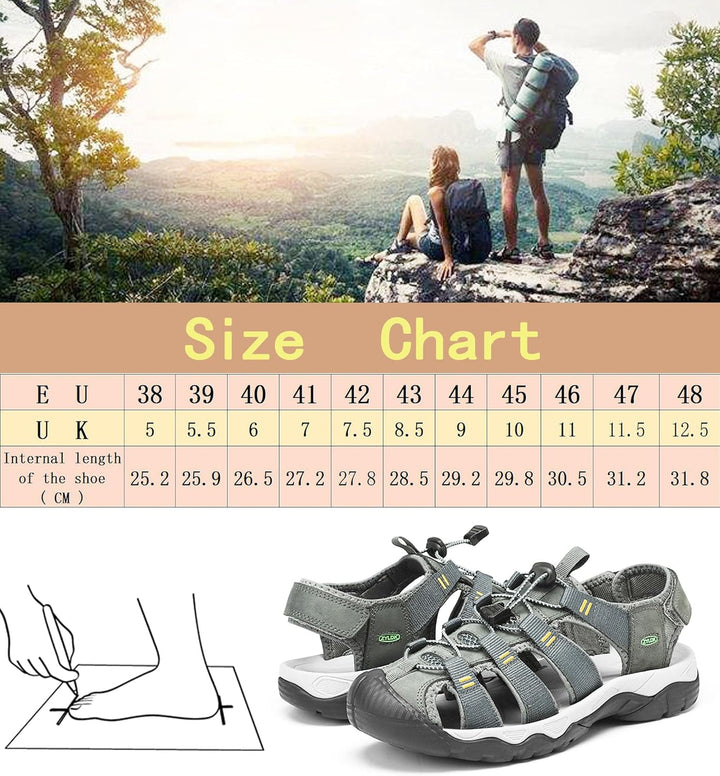 Herren Sandalen Leder Strand Trekkingsandalen Outdoorschuhe Sommer Wanderschuhe Männer Sport-Outdoor
