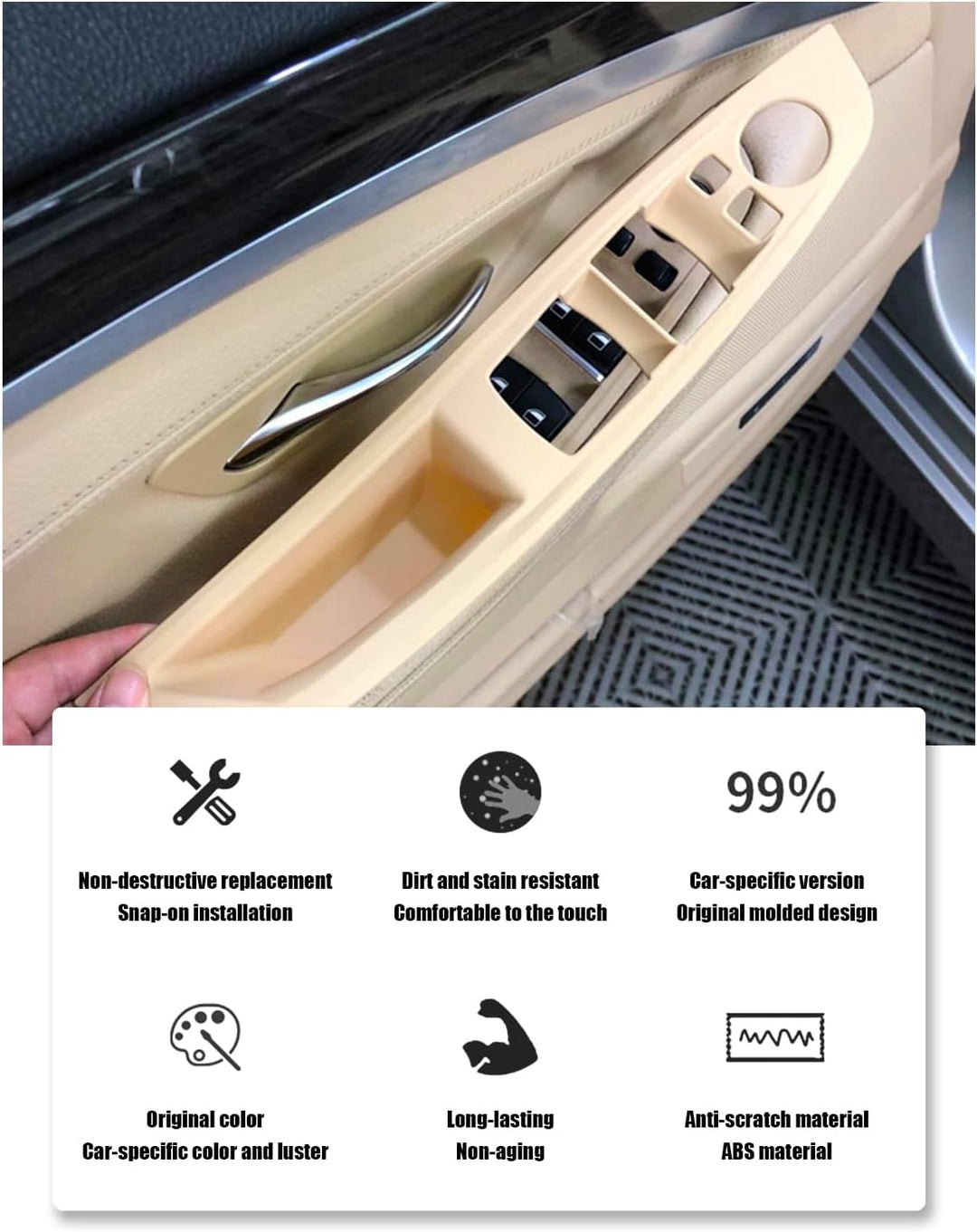 TZYSZDB Autotürgriff 7er Set f10 Türgriff für BMW 5er Türseitengriff BMW 520 523 525 528 530 535 Fen