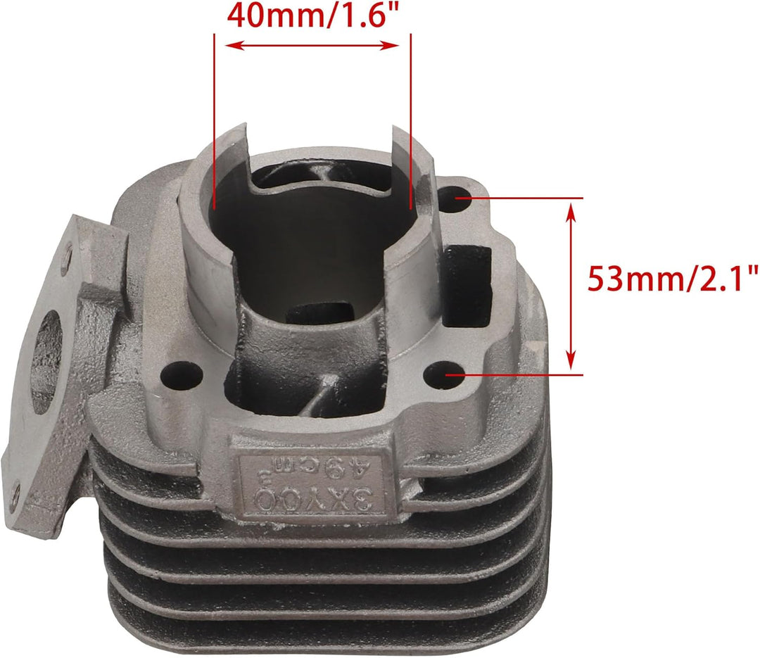 WOOSTAR 40mm Grosse Bohrung Zylinder mit Dichtungen Kolbenring Kit Ersatz für 2 Takt Jog 50ccm Minar