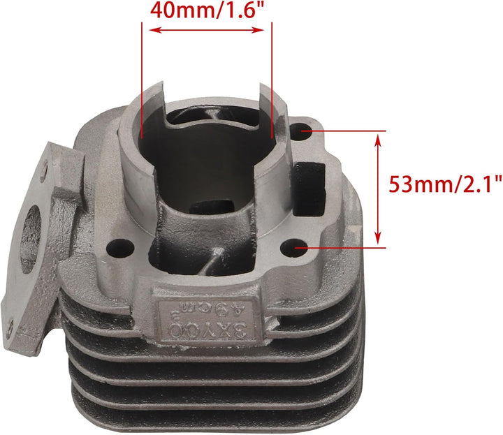 WOOSTAR 40mm Grosse Bohrung Zylinder mit Dichtungen Kolbenring Kit Ersatz für 2 Takt Jog 50ccm Minar