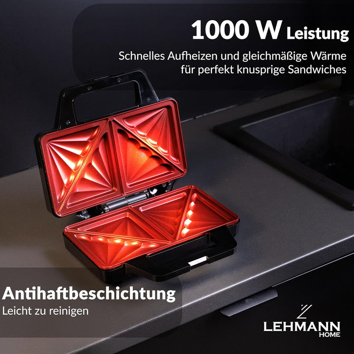 LEHMANN Sandwichmaker XXL - Extra grosse Sandwich-Platten - Sandwichtoaster XXL für 2 Muschelform-Sa