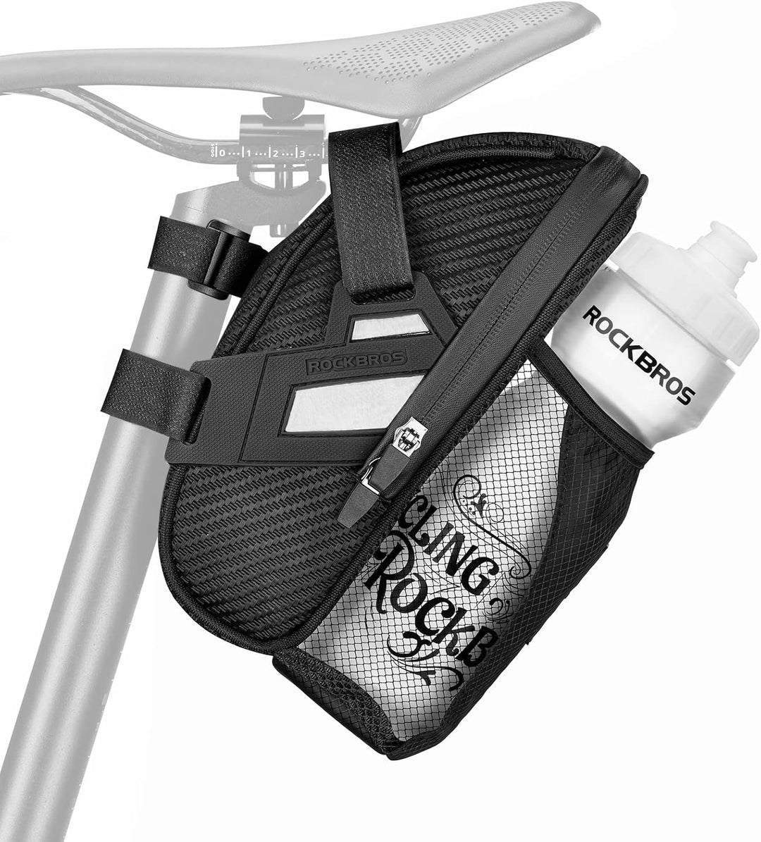ROCKBROS Fahrrad Satteltasche Fahrradsitztasche mit Flaschenhalter für MTB Rennrad Wasserdicht Kratz