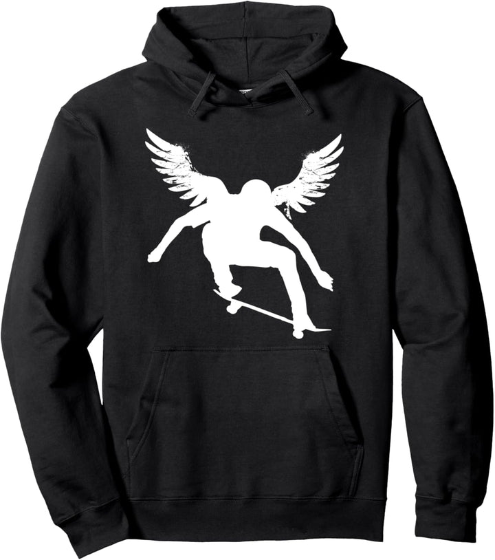 Skateboarding Angel Skateboarder Retro Vintage Pullover Hoodie