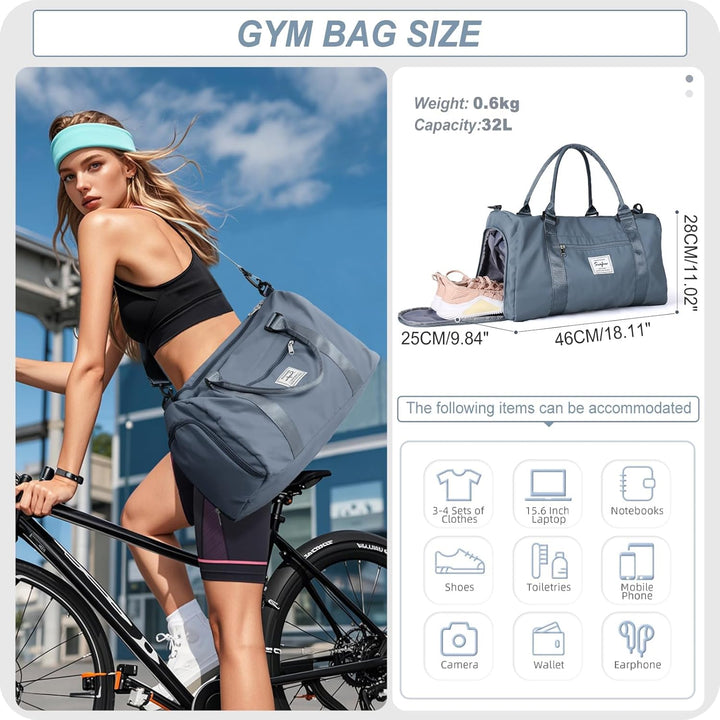 HYC00 Sport Duffel Bag Damen Handgepäck Sporttasche für Damen Herren mit Nassfach & Schuhfach, Reise