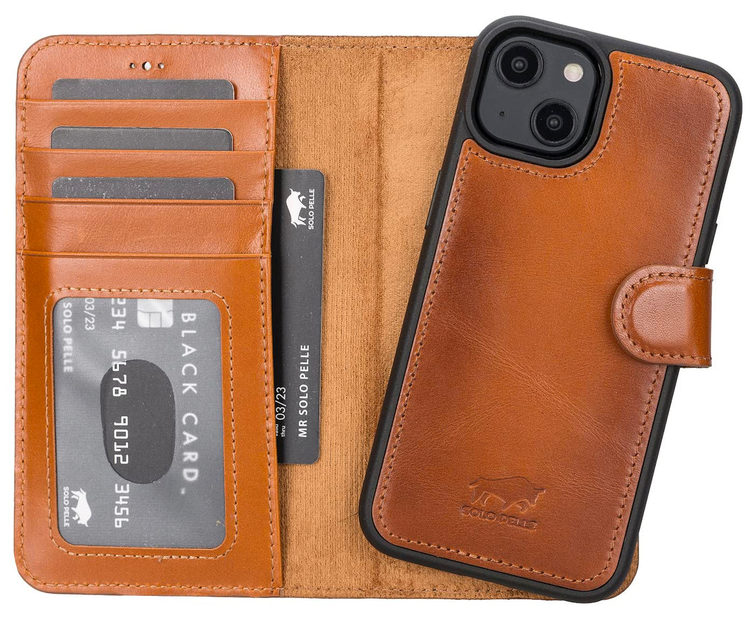 Solo Pelle Lederhülle kompatibel für iPhone 14 in 6.1 Zoll abnehmbare Hülle (2in1) inkl. Kartenfäche