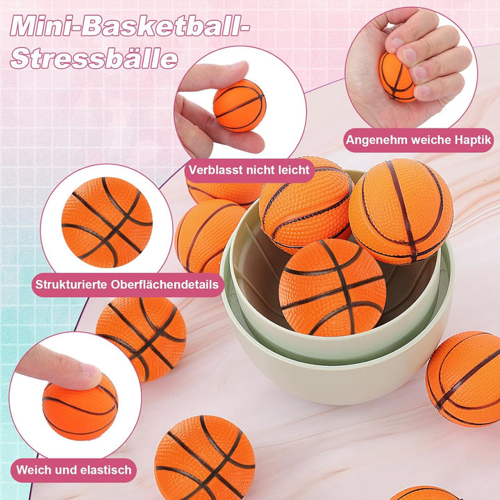 Cptoion 40 Stück Mini Basketball, 4 cm Mini-Basketball-Stress-Bälle, Kleine Basketball-Stressbälle,