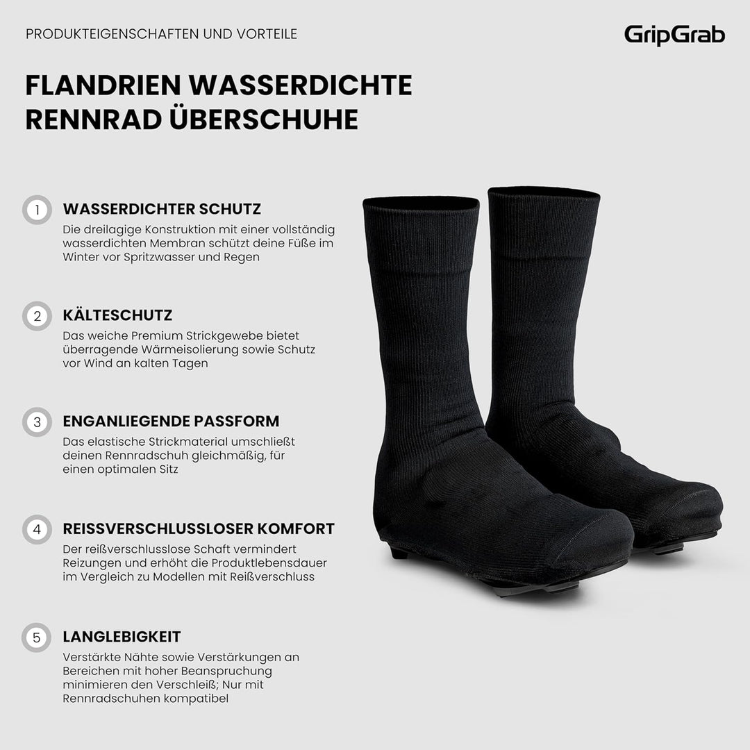 GripGrab Flandrien wasserdichte Gestrickte Rennrad Regenschutz Überschuhe Knitted Aero Radsport Über
