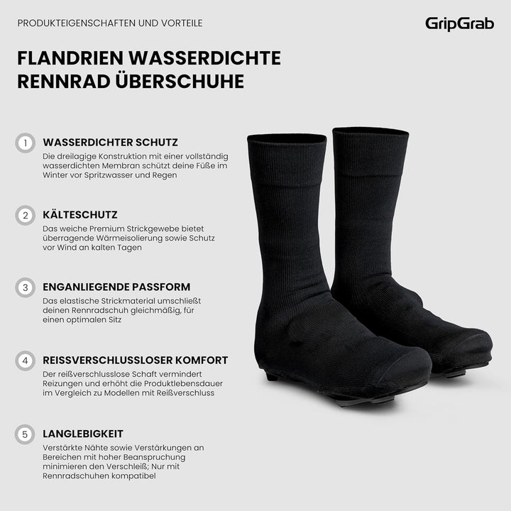 GripGrab Flandrien wasserdichte Gestrickte Rennrad Regenschutz Überschuhe Knitted Aero Radsport Über