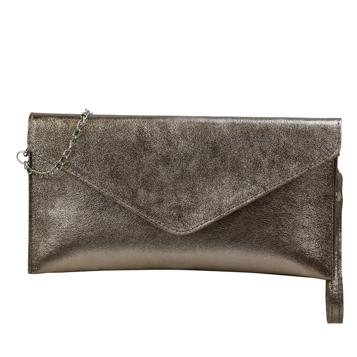 SH Leder Echtleder Clutch Umhängetasche kleine Tasche Abendtasche in Wildleder oder Metallic 31,5x16