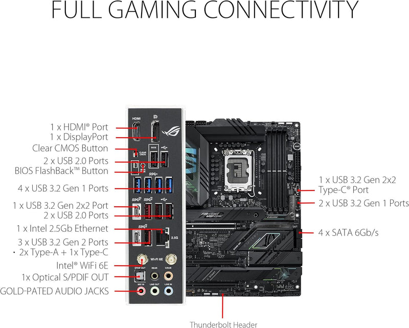 ASUS ROG Strix Z790-F Gaming WIFI Mainboard Sockel Intel LGA1700 (ATX, DDR5 Speicher, 4x M.2, PCIe 5