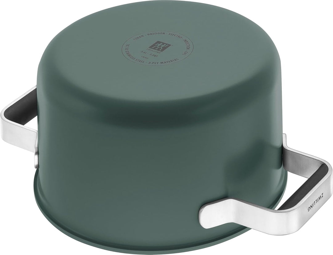 ZWILLING PURE Kochtopfset, 5-tlg, 18/10 Edelstahl, Keramik-Aussenbeschichtung, Stay-Cool-Griffe, Spü