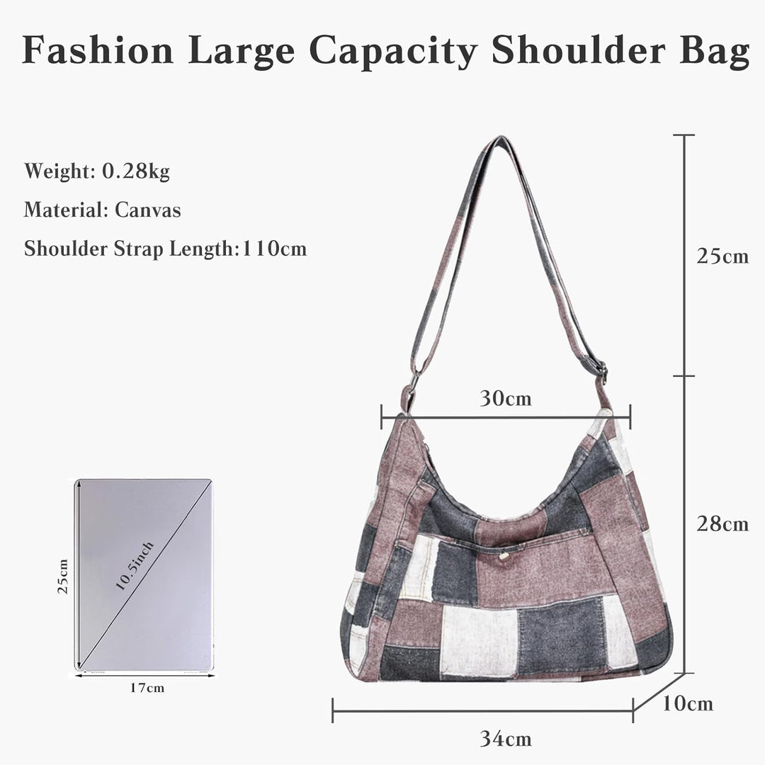 CORIOS Damen Canvas Umhängetasche Retro Schultertasche Grosse Handtasche Casual Tragetasche Multifun