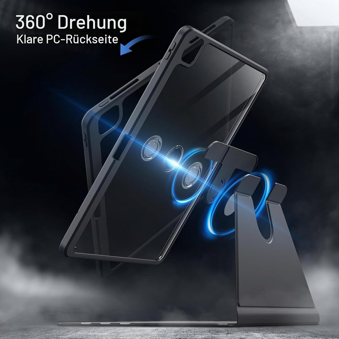 JETech Rotierende Hülle für iPad Pro 12,9 Zoll (2022/2021/2020/2018) mit Stifthalter, 360 Grad Drehb