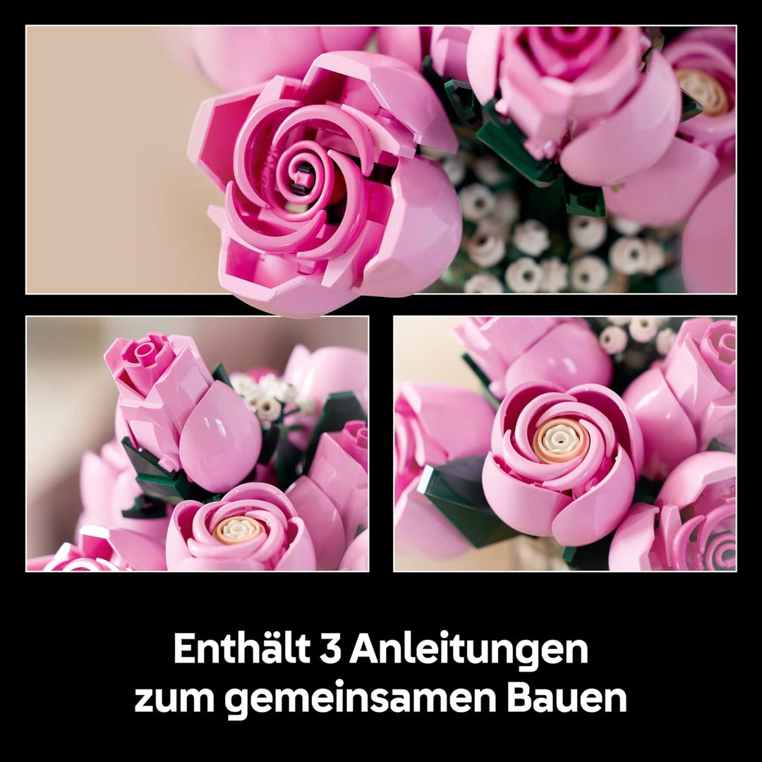 LEGO Botanicals Rosa Rosenstrauss - Kunstblumen Modellbau für Erwachsene - 12 künstliche Rosen & 4 Z