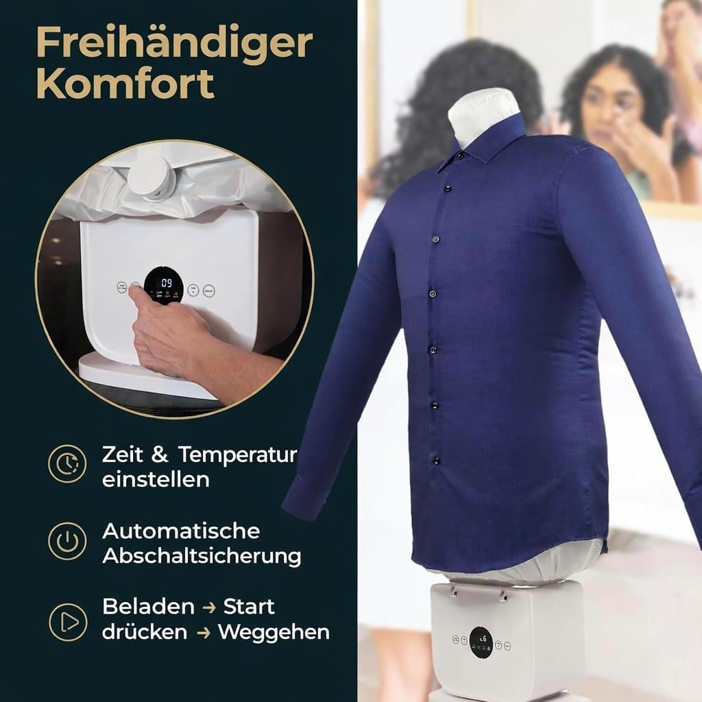Automatischer Heissluft-Trockner & Bügelautomat – Faltenfrei für Hemden und Hosen – Schonend für all