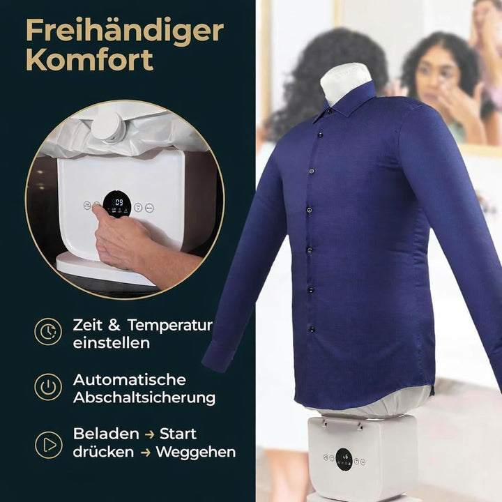 Automatischer Heissluft-Trockner & Bügelautomat – Faltenfrei für Hemden und Hosen – Schonend für all