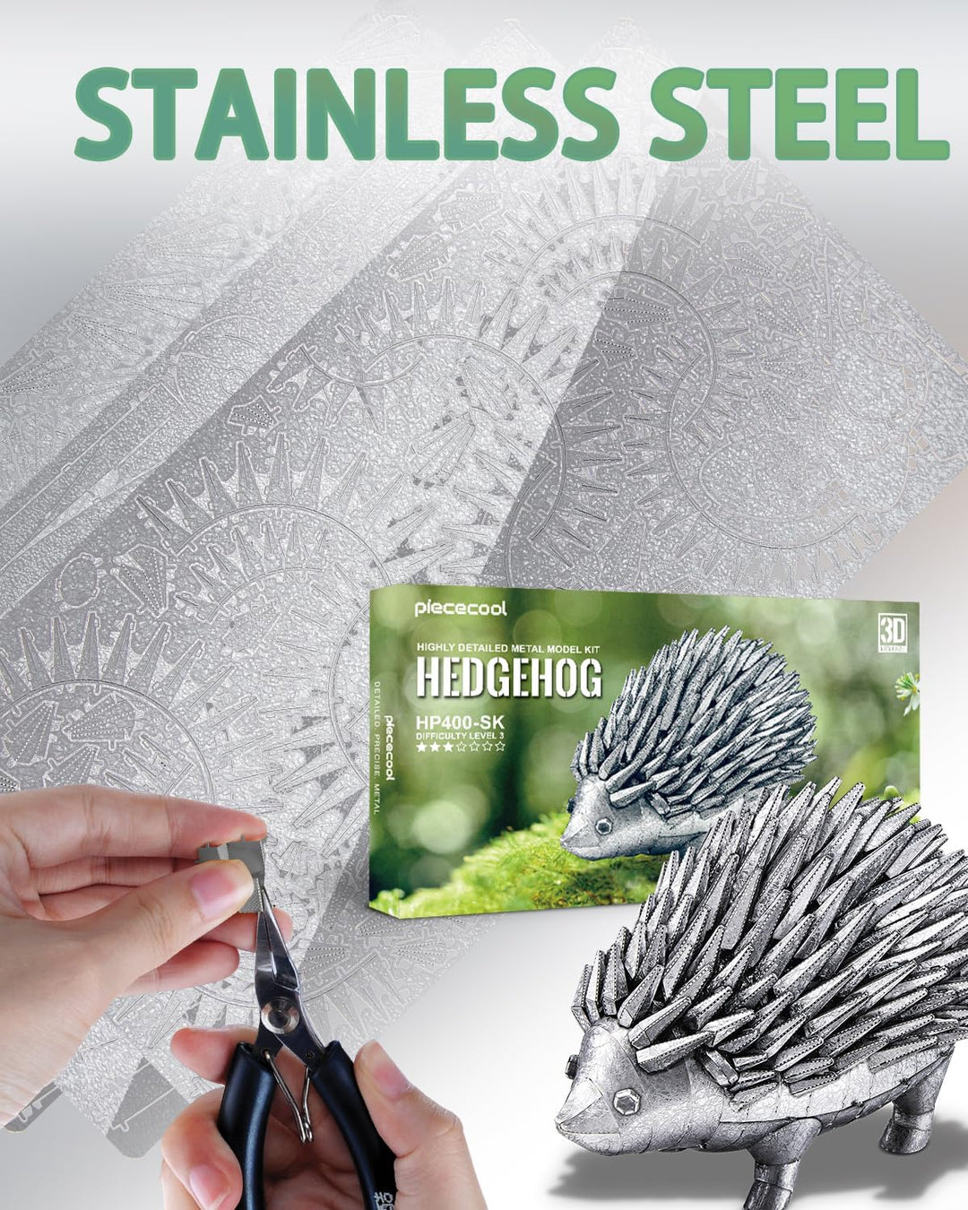 Piececool 3D Puzzle Metall Modellbau Lgel, Tiermodell 3D Metal Puzzle für 340 Edelstahl, Ganzes Meta
