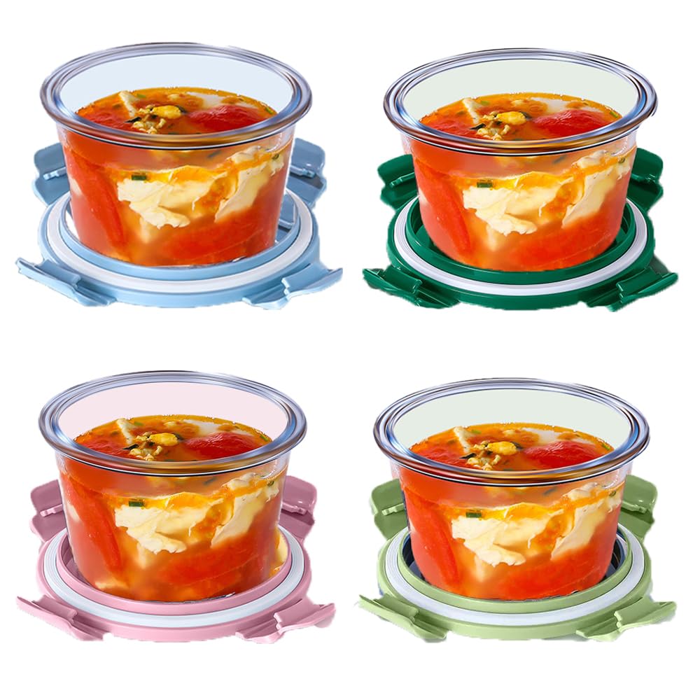 Glasschalen Mit Deckel, 520ML Suppen Behälter, Meal Prep Gläser, Glasdose Mit Deckel, Glas Vorratsdo