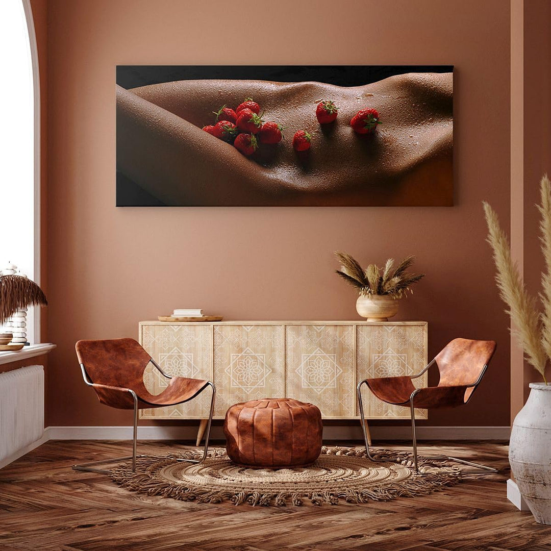 Wandbilder Dekoration Wohnzimmer Frau Wasser Tröpfchen Tau Panorama Bilder auf Leinwand 120x50cm Lei
