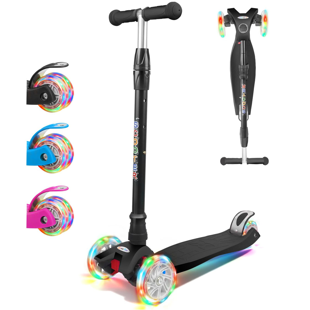 KORIMEFA Scooter Kinder Roller, Dreiradscooter mit PU LED Räder, Leuchtenden Räder, Faltbarer Höhenv