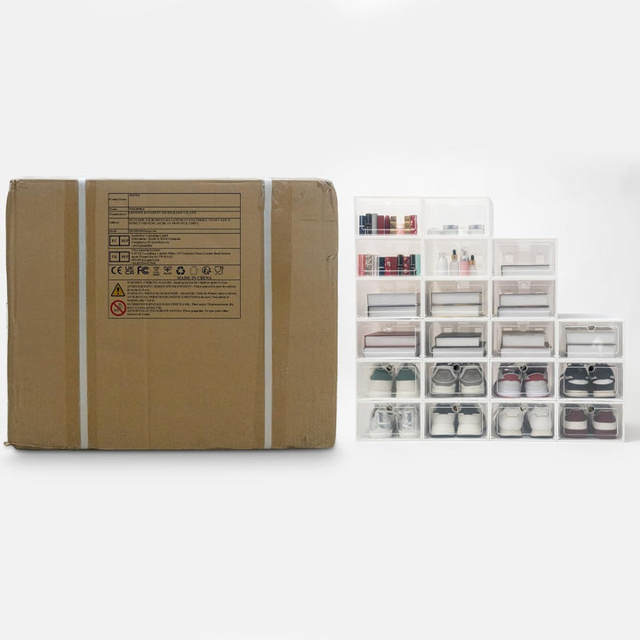 Schuhe Box Set 20Pcs Plastik Schuhkarton Stapelbar Schuh Organizer Aufbewahrungsboxen mit Transparen