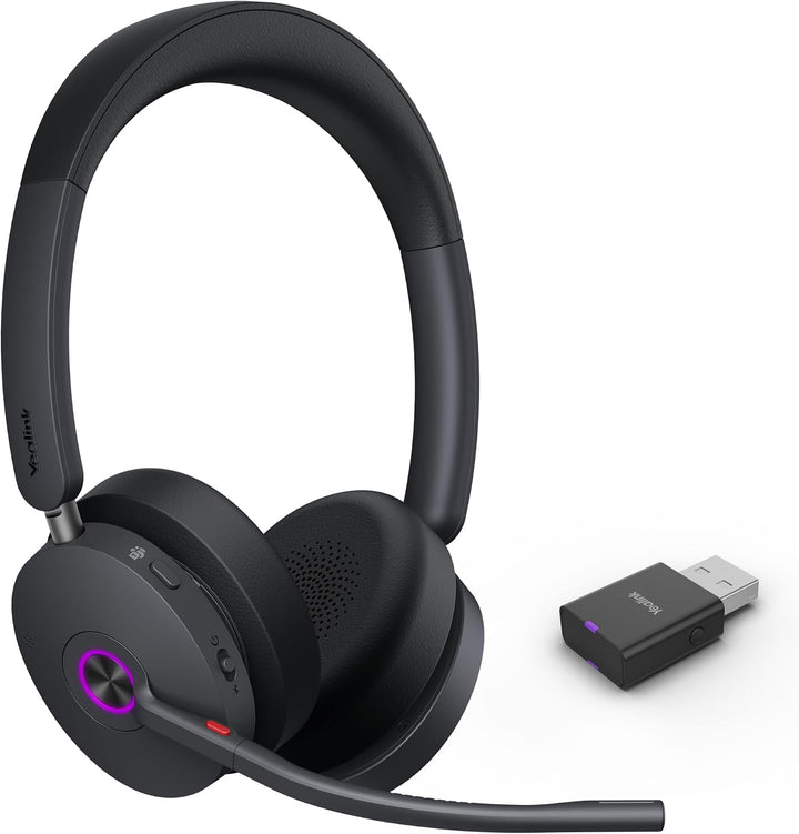 Yealink WH68 DECT &amp; Bluetooth kabelloses Dual Headset | Microsoft Teams Zertifiziert | mit Dongle