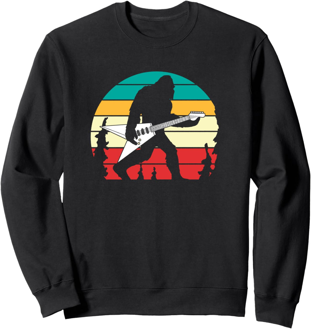 Musiker Bigfoot Kryptid Gitarrist Musik Retro Gitarre Sweatshirt